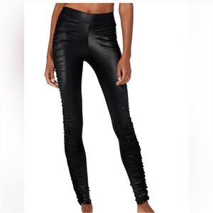 Alo Idol Ruched High-Waist Shine Leggings - Black